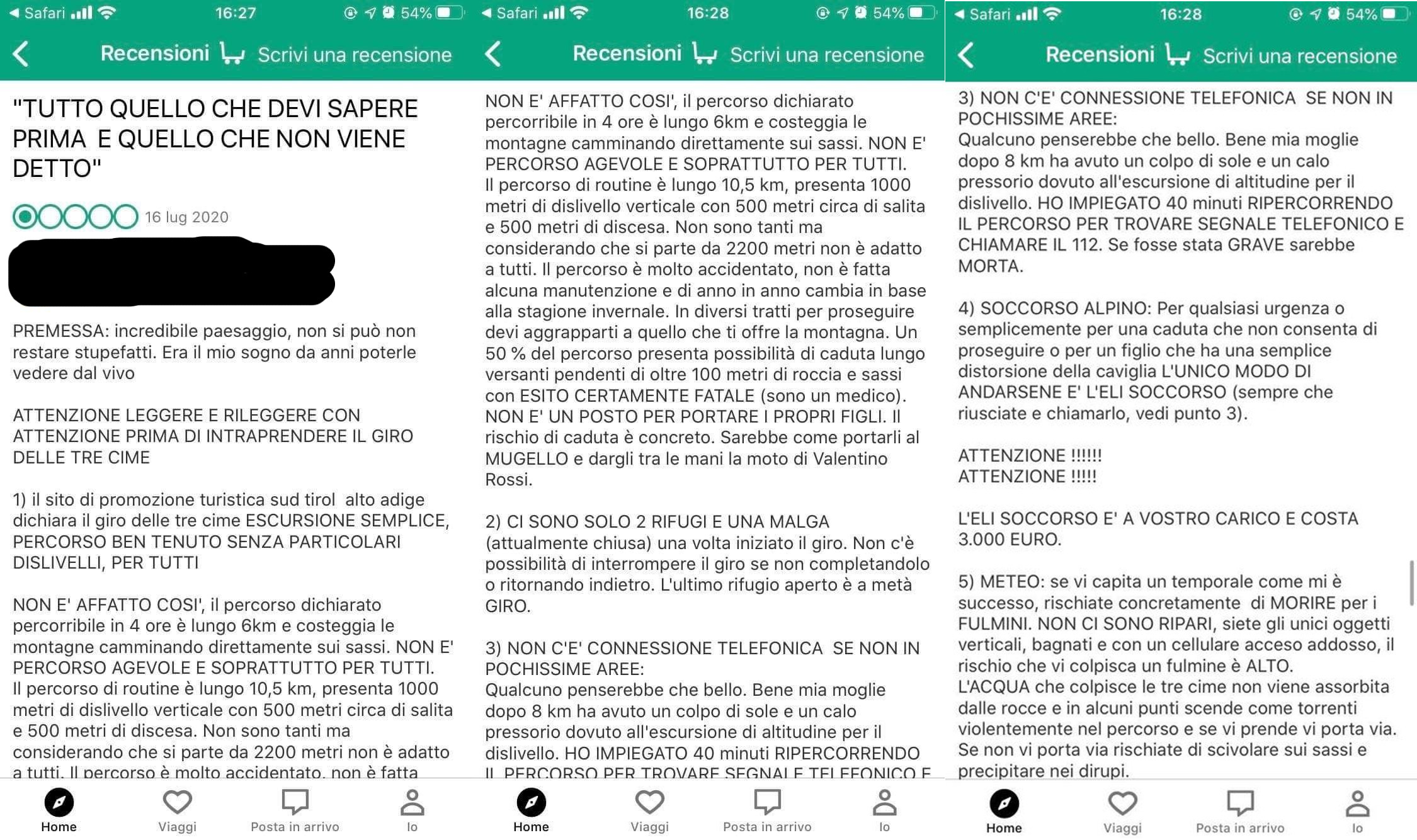 Le surreali recensioni delle Tre Cime di Lavaredo su Tripadvisor