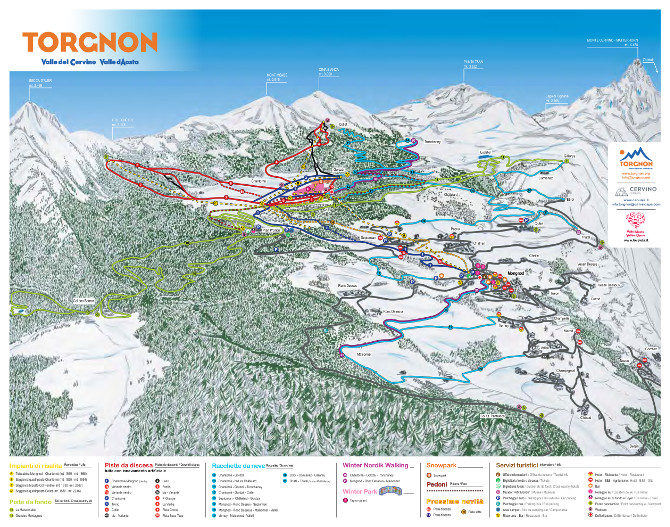 Mappa piste da sci Torgnon