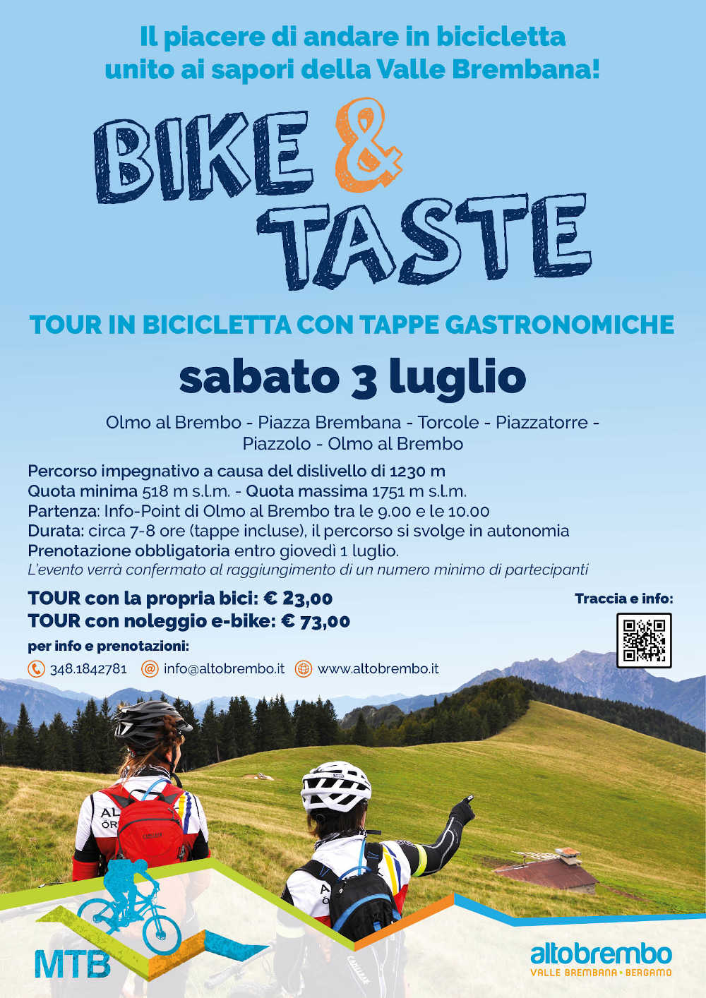 Bike & Taste in Valle Brembana: sabato 3 luglio