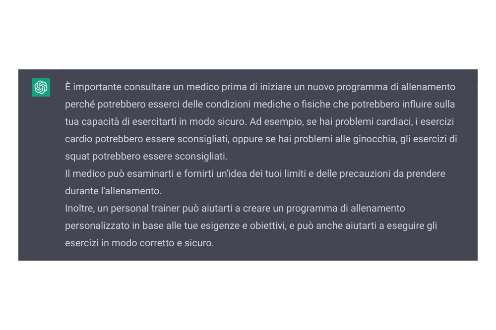 Abbiamo chiesto a ChatGPT un programma per tornare in forma