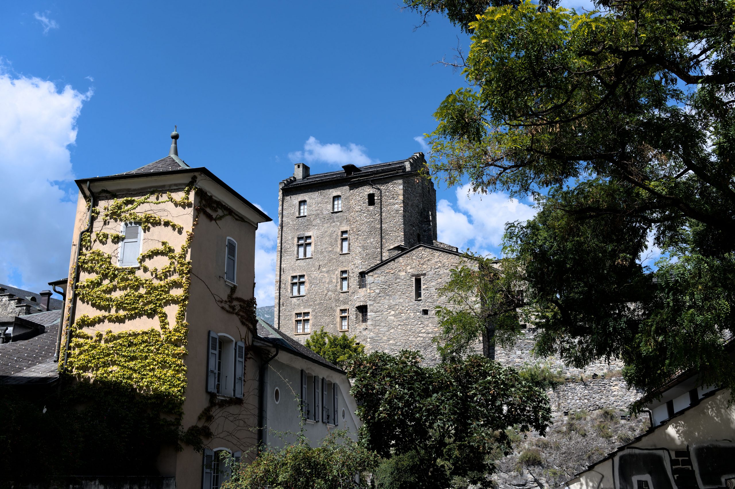 Castel Savoia a Gressoney-Saint-Jean tra il verde estivo