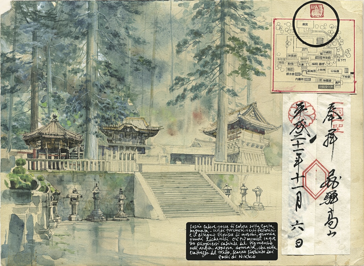 Stefano Faravelli_La foresta di Nikko_acquerello tempera e collage su carta (1)